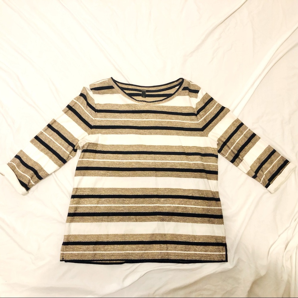 J crew quarter sleeve stripe shirt